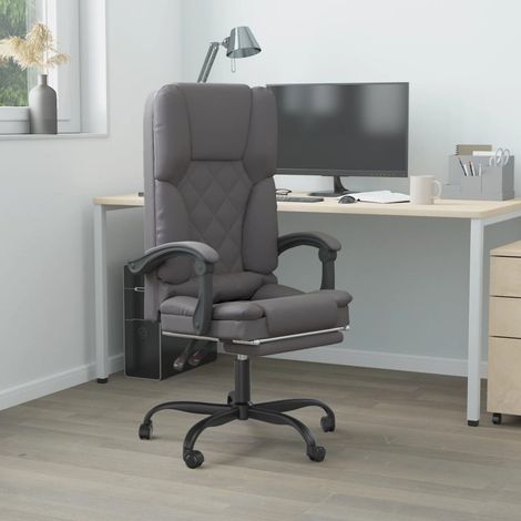 Fauteuil de bureau inclinable avec massage en similicuir gris 63 x 56 x 110,5-120 cm - PANGIVO (1/5)