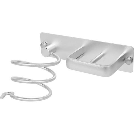 Support sèche-Cheveux Mural Aluminium percer Porte sèche-Cheveux et Fer à Cheveux Surface Matte Titulaire sèche-Cheveux Rangement Organisateur de Salle de Bain (Argent Mat) (1/5)