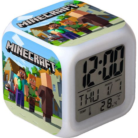 Réveil numérique multifonction Minecraft Édition LED
