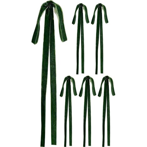 6 fiocchi natalizi in velluto verde inchiostro di alta qualità, elegante design 3D, riutilizzabili e versatili per tutte le tue decorazioni natalizie. (1/4)