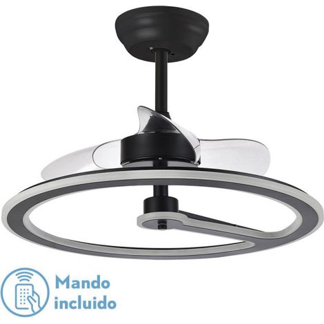 FABRILAMP Ventilator 110w Dc Chom Schwarz 3 Flügel Transp. 46/66x62x62cm 6Vel. 3 Farben / Earthquake, Memory &amp Timer 9350lm (1/2)