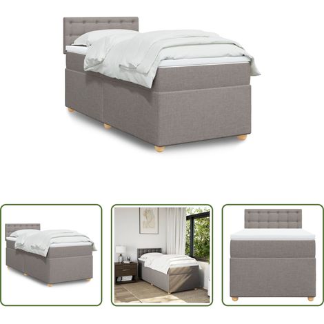 vidaXL Taschenfederkern - Boxspringbett mit Matratze Taupe 90x200 cm Stoff (1/5)