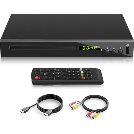 Lecteur de DVD Blu-Ray pour TV, HD Lecteur Blu-Ray Lit Le Disque Blu-Ray de Région 2, Lecteur DVD CD 1080P Toutes Régions pour la Maison, Supporte Clé USB Sortie HDMI AV Coaxiale (Blu-Ray Région 2) (1/5)