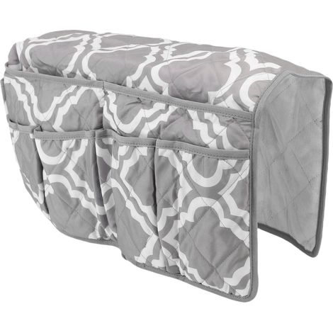Organisateur d'accoudoir de canapé 14 poches en pongea gris rangement télécommande téléphone pour fauteuil inclinable (1/5)