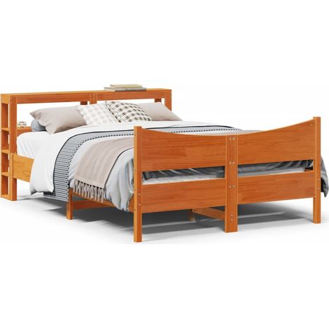 Estructura cama con cabecero madera pino marrón cera 150x200 cm vidaXL (1/5)