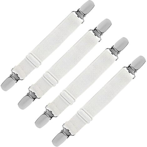 Tendeur élastique pour drap-housse, sangle de maintien réglable pour drap de lit, canapé, housse de repassage (blanc, lot de 4 (1/5)