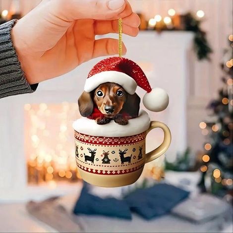 Pendentif Chien - Décoration Automobile Noël - Acrylique - Pour Voiture Bureau Maison - 1 Pièce (1/5)