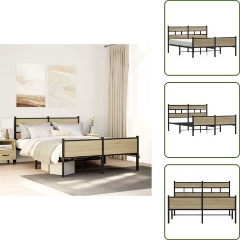 Metallbett ohne Matratze Sonoma-Eiche 160x200 cm - Bettgestell - Bettgestelle - Bettrahmen - Bett (1/5)