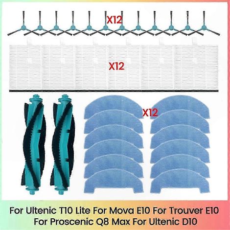 Hauptseitenbürste, Filter und Ersatzmopp für die Staubsauger T10 Lite, D10, Q8 Max, E10 Pro – kompatibles Ersatzteilset, Wartungszubehör, effiziente Reinigung, einfacher Austausch. (1/5)