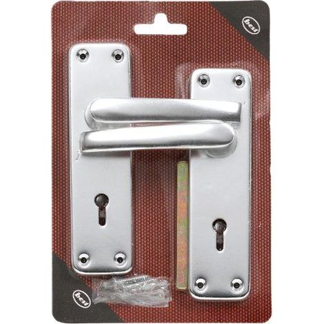 Bulk Hardware BH00002 Ensemble de poignee de verrouillage de porte en Aluminium brillant, 150 mm