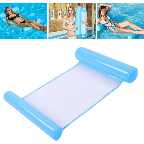Hamaca inflable para agua, sofá cama, 4 en 1, multiusos, plegable, ultraligera, portátil, para playa (azul claro)