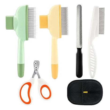 Dog Cat Care Kit Toilet Tool Set Hair Catcher Brush Flea Comb Massage Glove Nail Clippers Remove Dead Hair (1/5)