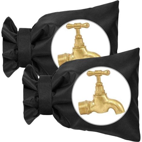 Ulisem Outdoor Tap Cover, 2pcs Anti-freeze Tap Cover, Waterproof Garden Tap Cover, for Winter Frost Protection, 20cm x 15cm (Black) (1/4)