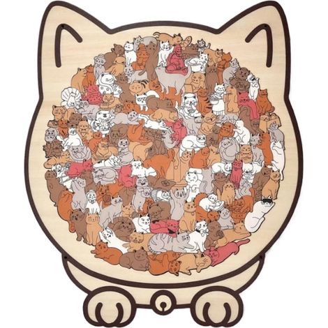 Puzzle en bois chat - 135 pièces colorées Puzzle félin décoratif Cadre puzzle chat (1/5)