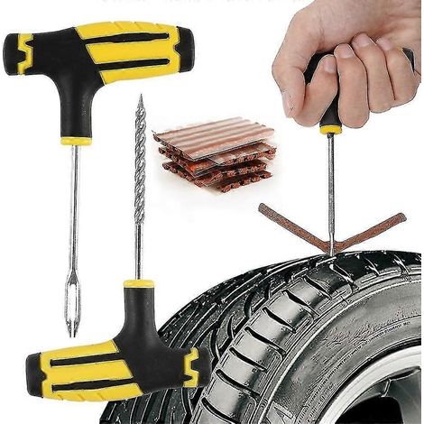 Kit d'outils de réparation de pneus de voiture avec bandes de caoutchouc et clous anti-crevaison pour pneus tubeless (1/5)
