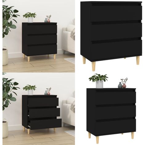 Buffet Noir 60x35x70 cm Bois d'ingénierie - Buffet Noir - Armoire Rangement - Meuble Salon - Meuble Entrée - Commode Tiroir - Home & Living