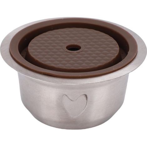 Capsule de café Réutilisable, Gousses de café Rechargeables Tasses en Acier Inoxydable, Capsules à Expresso Utilisables avec Pinceau et Cuillère, Capsule de 230ml (1/5)