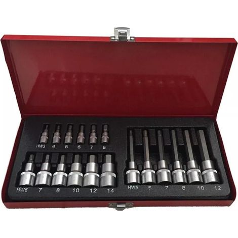 CHIAVI A BUSSOLA CON INSERTI ESAGONALE EX 1/2″ – 1/4″ KIT 18 PZ