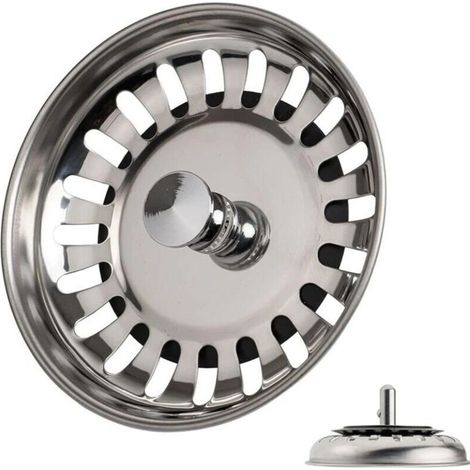 Bouchon de Filtre Évier Diamètre 78mm Filtres de Drainage Cuisine Universel en Acier Inoxydable pour Salle de Bains Lavabo (1/4)