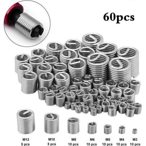 pair Kit Réparation Filetage HELICOIL 60pcs M3 M4 M5 M6 M8 M10 M12 -QUT (1/4)