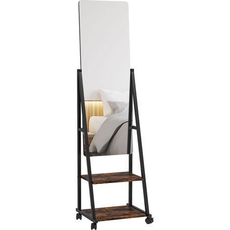 Miroir sur pied rectangulaire 37 x 108 cm MILERA noir et marron