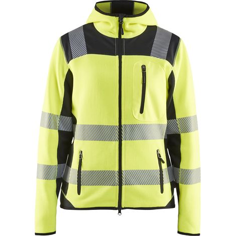 Chaqueta de trabajo de punto de alta visibilidad para mujer 4967 - Amarillo fluorescente/Negro L