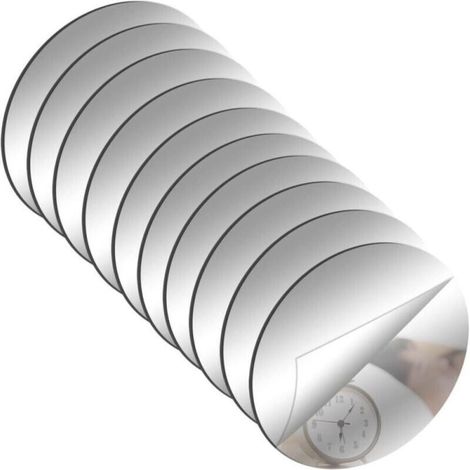 10 Pieces Wall Mirror 10cm Round Acrylic Mirror Self-Adhesive Removable Wall Mirror Round Wall Mirror for Living Room, Bedroom, Office, TV Background (1/5)