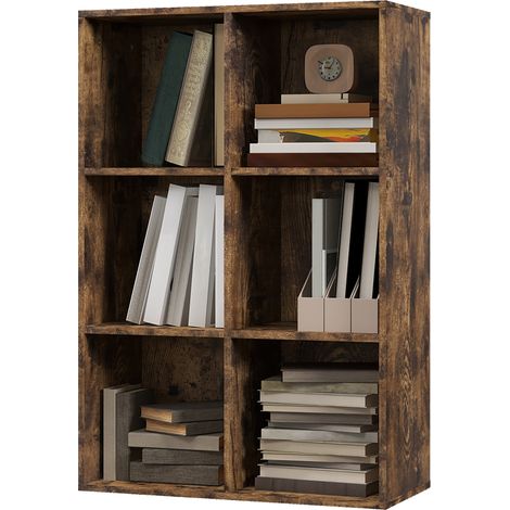 Étagère 3 niveaux 6 cubes rangement livres 65,5x30x97,5 cm Marron Rústico (1/5)
