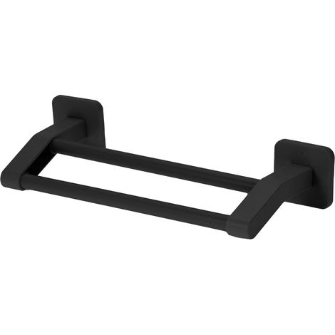 Noir PorteServiettes AutoAdhésive, Double Barres De Serviettes De 30 cm, PorteServiettes Invités Mural sans Perçage pour Collage pour Salle De Bain Chambre Cuisine, (1/5)