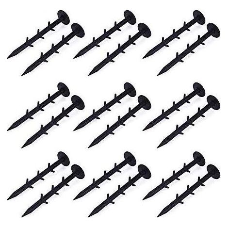 100 pcs 16 cm Jardin Pegs Securing Fixation Ongles Paysage Sol Tissu Peg avec Ancres cannelés en Plastique pour Fixer Les couvercles des Feuilles des Mauvaises Herbes en Tissu au Sol (1/4)