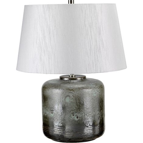Nachttischlampe Beistellleuchte Tischleuchte Keramik Kunstseide Grünspan Glasur (1/4)