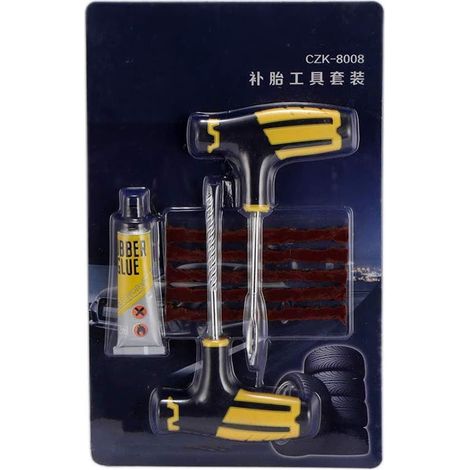 Kit Réparation Pneus Sans Chambre - Pour Voitures Camions Tondeuses - 1 Set Outil Main Argenté (1/5)