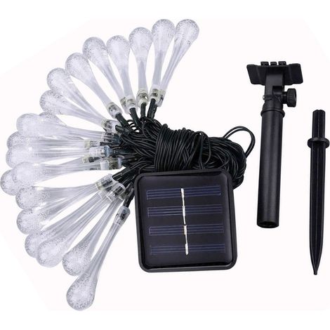 Guirlande lumineuse solaire 50 LED IP65 étanche, multicolore, en forme de goutte d'eau, avec 8 modes d'éclairage pour extérieur, 7 m (1/5)