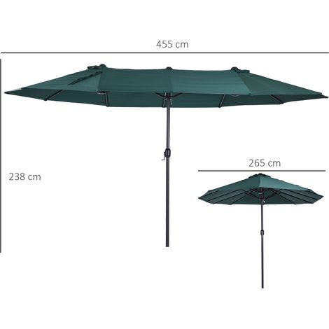 Parasol, parasol de jardin, parasol de marché, parasol double, parasol de terrasse à manivelle, vert foncé, ovale, 460 x 270 x 240 cm (1/5)