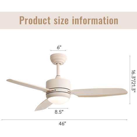 46-Zoll-Deckenventilator mit Licht - 3 ABS-Flügel, 6 Geschwindigkeitsstufen, DC-Motor und Fernbedienung - ideal für Wohnzimmer