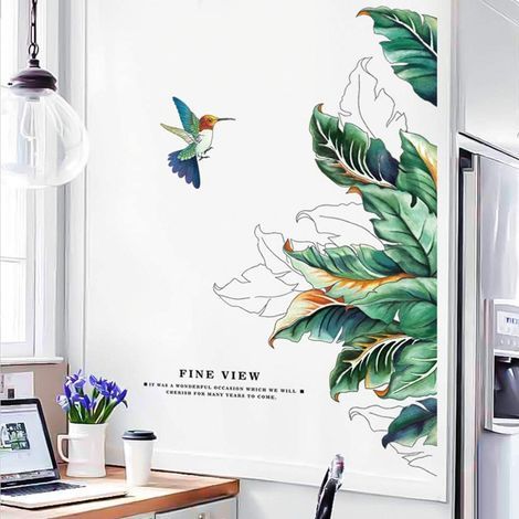 Sticker Mural, Feuilles et Oiseaux Autocollant Mural Comme Deco (1/5)