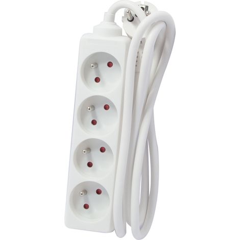 Bloc multiprise 4x16A 3500W câble 5m - blanc - Chacon (1/7)