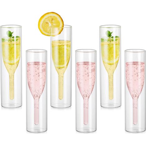 Flûtes Champagne Double Paroi en Verre Borosilicate – 6 pcs