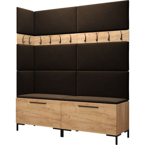 Conjunto para recibidor Nomal V, Craft roble, 196x168x46cm, Tapiz, Aglomerado laminado, Colocada, Montada en la pared (1/5)