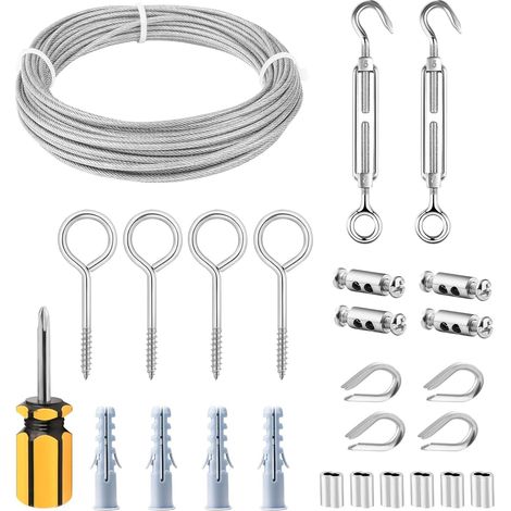 3 mm/15 m PVC Coated 304 Stainless Steel Cable with M5 Turnbuckle Cable, Eyelets (1/5)