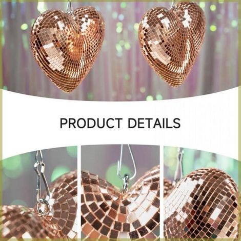 Cocosity Boule à facettes en forme de coeur Heart Shaped Mirror Ball Shiny Decorative Reflective luminaire decoration Or Rose (1/5)
