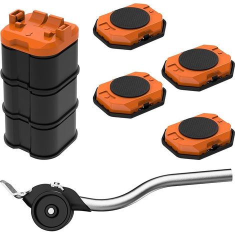 Le Lève et Glisseurs Meubles Innovants pour Meubles Lourds, avec Contrôle de la Hauteur, Permettent de Déplacer Facilement Les Objets Lourds sur Les Planchers en Bois Dur et Les Tapis (Orange) (1/5)