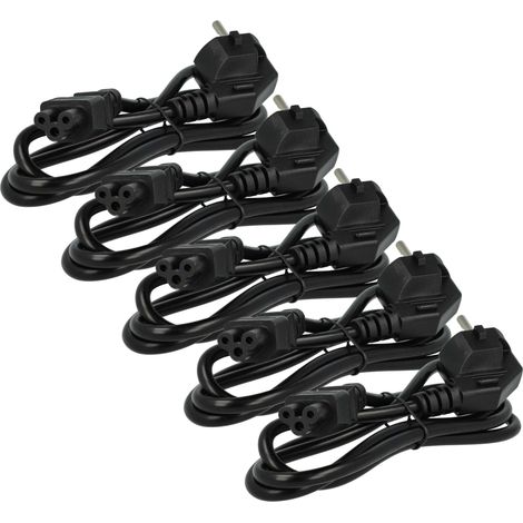 vhbw 5x Netzkabel Schutzkontaktstecker kompatibel mit Vorwerk Kobold VR300, VR100, VR200 - C5 Micky Mouse Kleeblatt Buchse, 1,2 m (1/5)