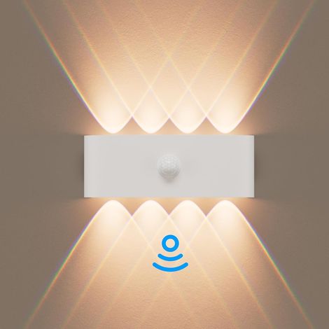 Wandlampe mit Bewegungsmelder Innen, Wandlampe Innen 8W, LED Wandleuchte Innen Up Down Wasserdicht IP65, Geeignet für Treppen, Küche, Wohnzimmer, Schlafzimmer, Garten - Weiß (1/5)