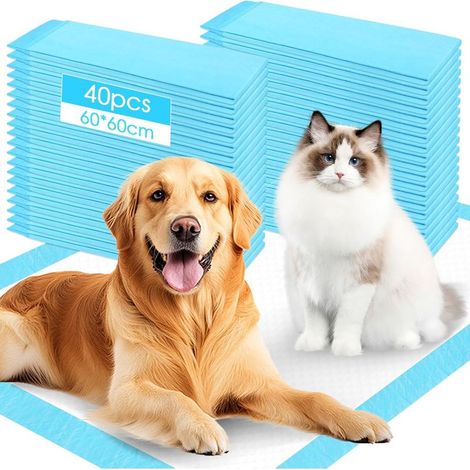 40 Pièces Alaise Jetable pour Chien,60x60cm Tapis pour Chiot,Tapis de Propreté Design à 5 Couches,Anti Fuite,Surface à Séchage Rapide pour l'Apprentissage de la Propreté,Alese Absorbant Chien (1/5)