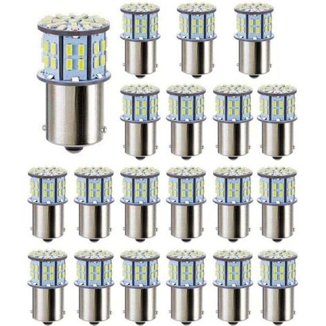 Ampoules LED Blanc 50 SMD 3014 Super 20 Pièces 1156 1141 1003 BA15S pour Camping Car Remorque Bateau (1/4)