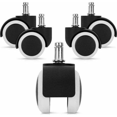 Ruedas para silla de oficina - Juego de 5 ruedas - Ruedas de repuesto de 11/50 mm - Base silenciosa para suelos duros - Color blanco (1/4)