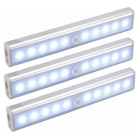 Ensemble de 3 lampes LED, sans fil, rechargeables par USB, aimantées, avec détecteur de mouvement, portables. Lampe de placard, lampe de secours portable, veilleuse pour enfants, éclairage de salon, é