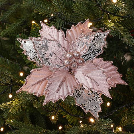 Fleur De Noël Artificielle - 24 cm - Tige Flexible - Pour Décoration Intérieure Et Fêtes - 1 Pièce (1/5)