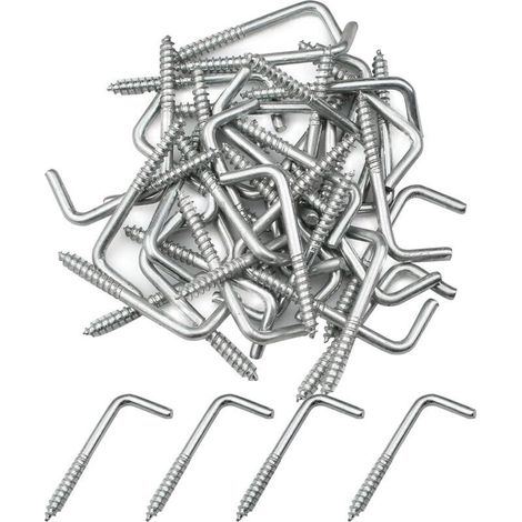 40 Pcs Vis à Crochet en L Multifonctionnel Crochet a Visser Vis à Crochets Carrés en Acier au Carbone pour Suspendre Plantes, Ustensiles de Cuisine, Carillons Éoliens, Lampes (1/5)
